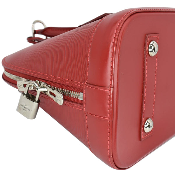 LOUIS VUITTON Alma PM Epi Leather Satchel Bag Red