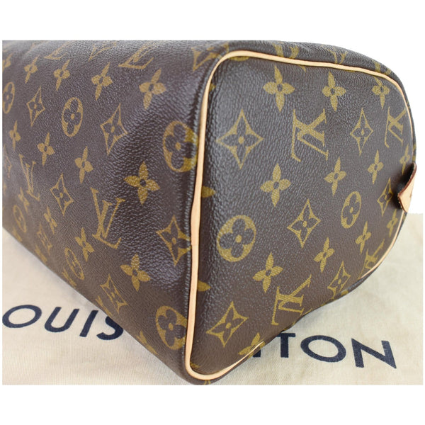 Louis Vuitton Speedy 25 Monogram Canvas Shoulder Bag - left corner