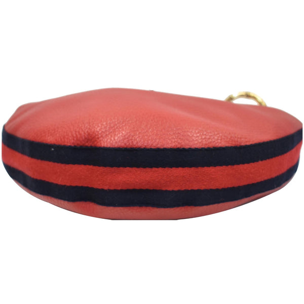 GUCCI Pebbled Leather Bamboo Ring Hobo Bag Red 131036