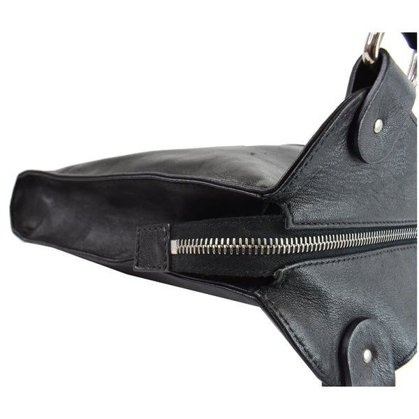 FENDI Devil Trapezio Top Handle Calfskin Tote Shoulder Bag Black