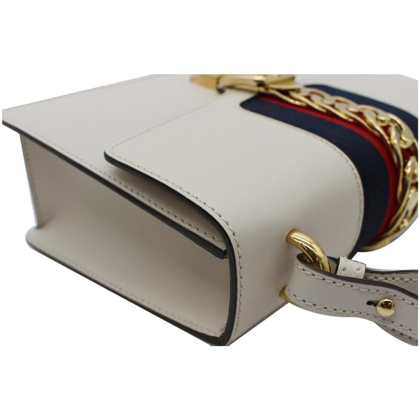GUCCI Sylvie Small Calfskin Top Handle Bag White 421828