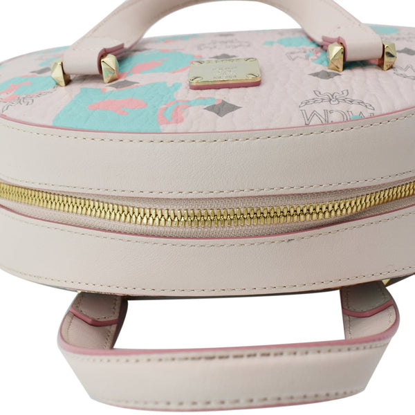 MCM Mini Aren Half Moon Floral Canvas Tote Bag Pink