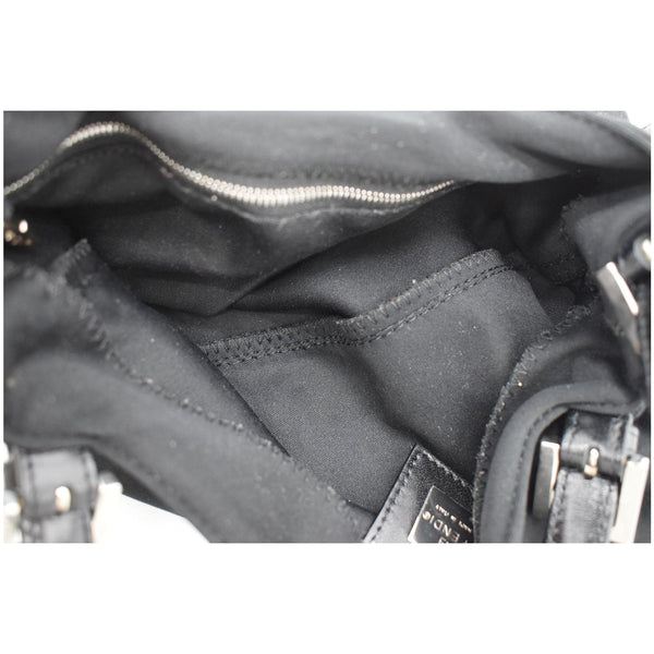 FENDI Mama Baguette Neoprene Canvas Shoulder Bag Black