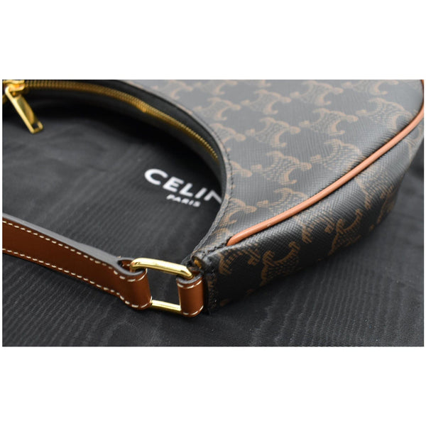 CELINE Ava Triomphe Canvas Calfskin Shoulder Bag Brown