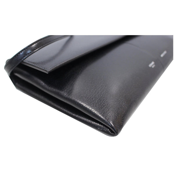 CELINE Folded Clutch Strap Leather Shoulder Bag Black