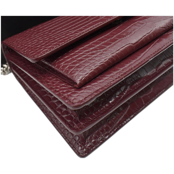 YVES SAINT LAURENT Sunset Medium Crocodile Leather Crossbody Bag Rouge Legion