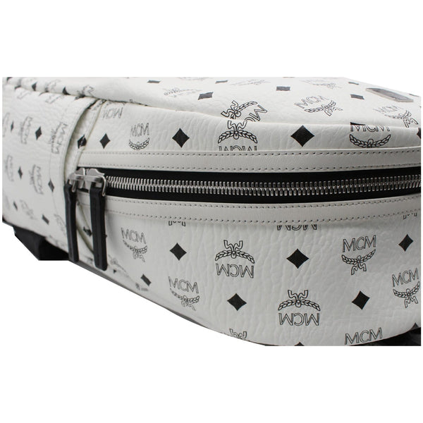 MCM Stark Visetos Coated Canvas Backpack Bag White
