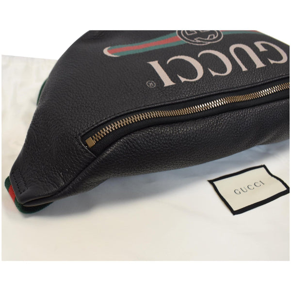 GUCCI Print Medium Leather Belt Bag Black 530412