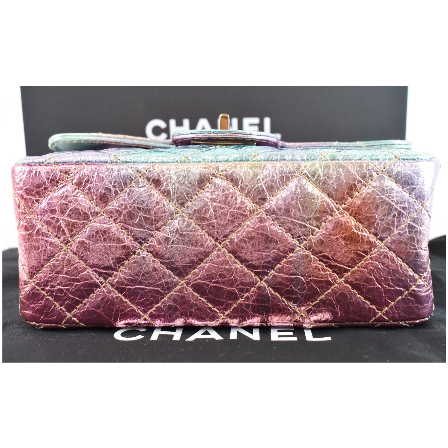 Chanel Metallic Navy Blue Quilted Leather Reissue 2.55 Classic 224 Flap Bag