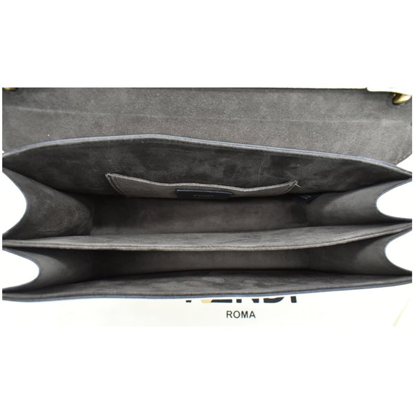 FENDI Vitello Liberty Kan I Bicolor Leather Shoulder Bag Black