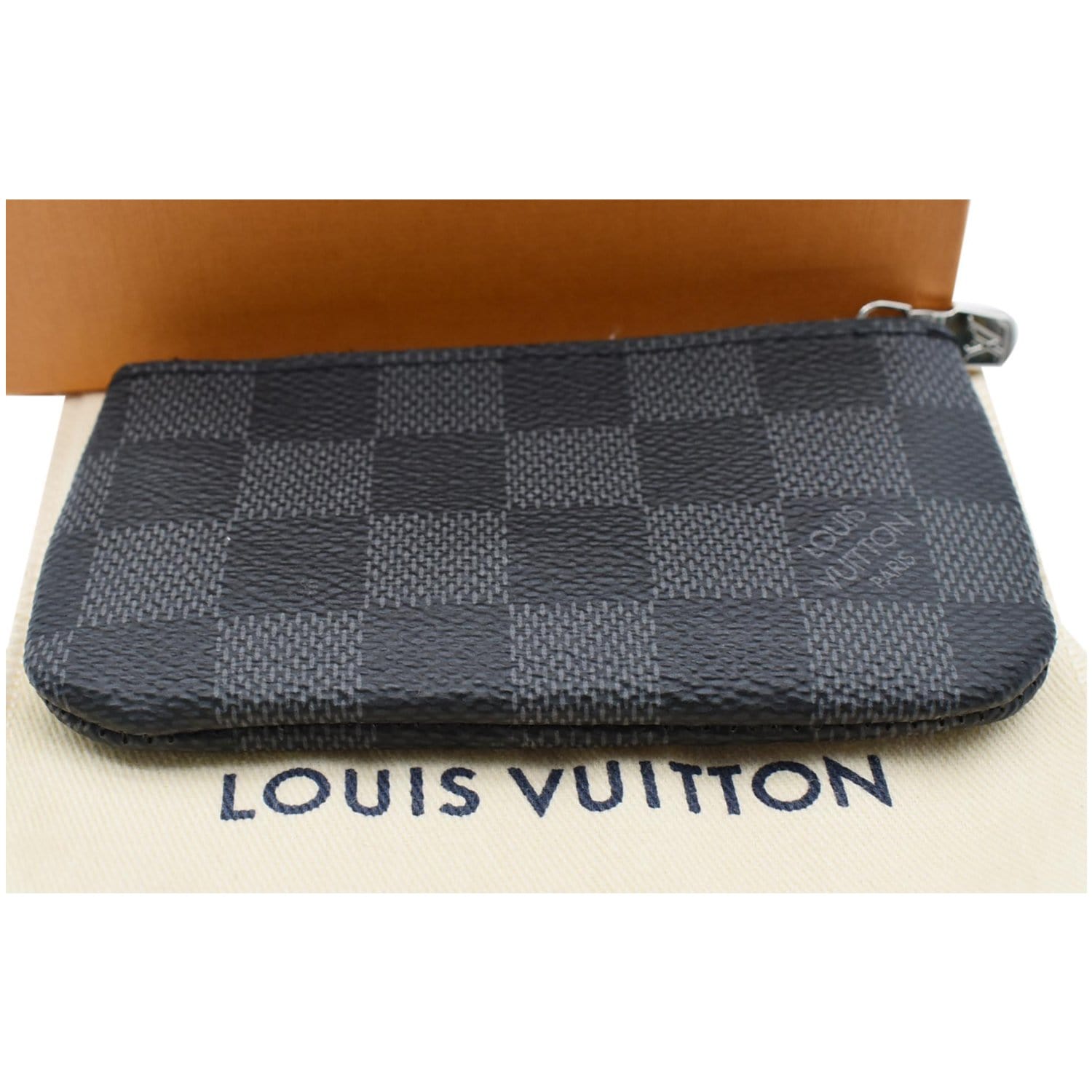 Louis Vuitton Pochette Cle Key Pouch Damier Graphite Black
