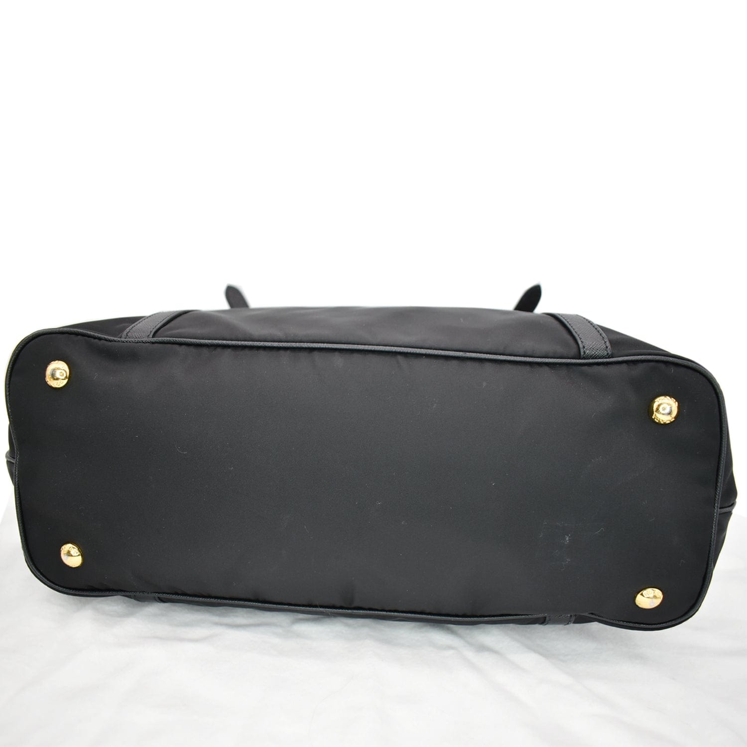 Prada Black Tessuto Nylon Saffiano Leather Shopping Tote 1BG292