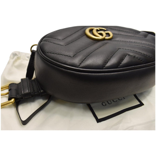 GUCCI GG Marmont Matelasse Leather Belt Bag Black 476434