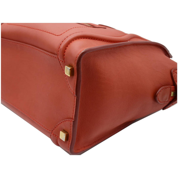 Celine Micro Luggage Calfskin Leather Tote Bag - Red color