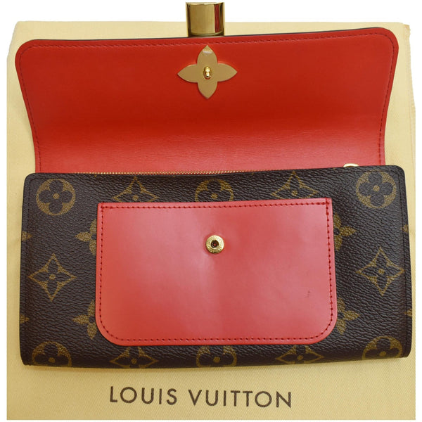 LOUIS VUITTON Flower Lock Monogram Canvas Wallet Red