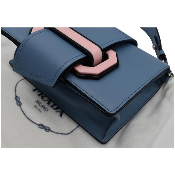PRADA City Plex Ribbon Calfskin Shoulder Bag Blue/Pink