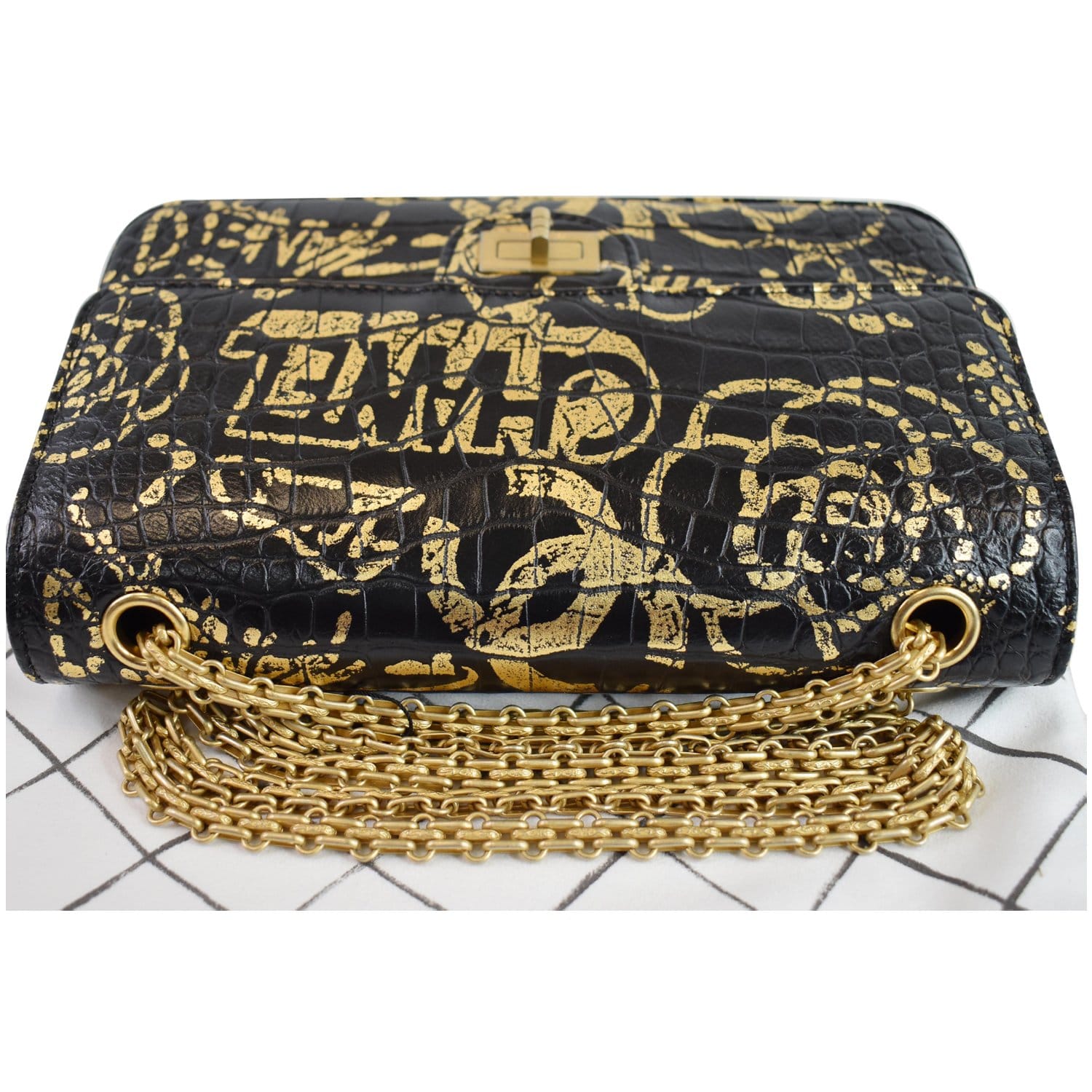 Chanel Black Crocodile Stitch Satin Reissue 2.55 227 Double Flap Bag, myGemma, JP