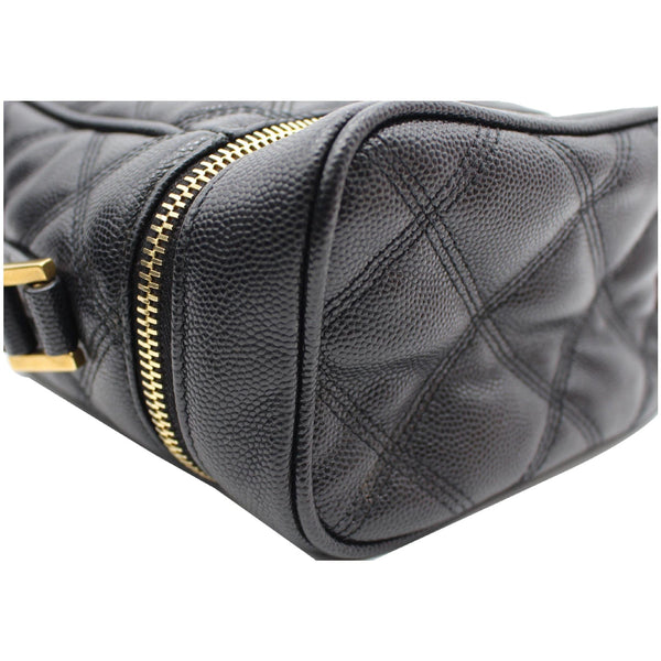YVES SAINT LAURENT 80's Vanity Quilted Grain De Poudre Leather Shoulder Bag Black