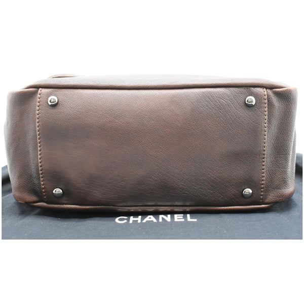 CHANEL Accordion Flap Calfskin Diamond Stitch Shoulder Bag Brown