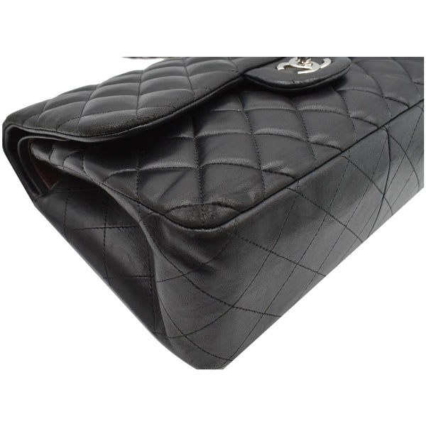 CHANEL Jumbo Double Flap Lambskin Leather Shoulder Bag Black