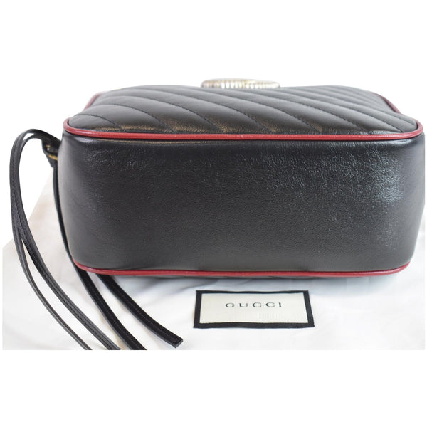 GUCCI GG Marmont Small Bamboo Leather Shoulder Bag Black 602270