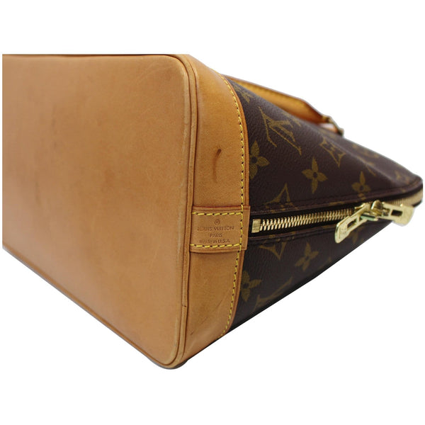 LOUIS VUITTON Alma Monogram Canvas Satchel Bag Brown
