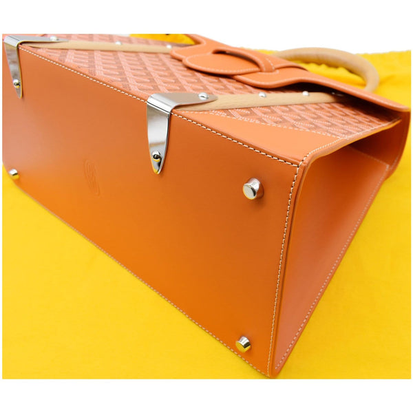 GOYARD Saigon MM Chevron Print Coated Canvas Top Handle Shoulder Bag Orange