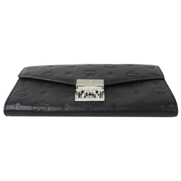 MCM Patricia Monogram Leather Crossbody Chain Wallet Black