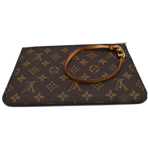 LOUIS VUITTON Neverfull MM Monogram Canvas Pochette Wristlet Pouch Brown