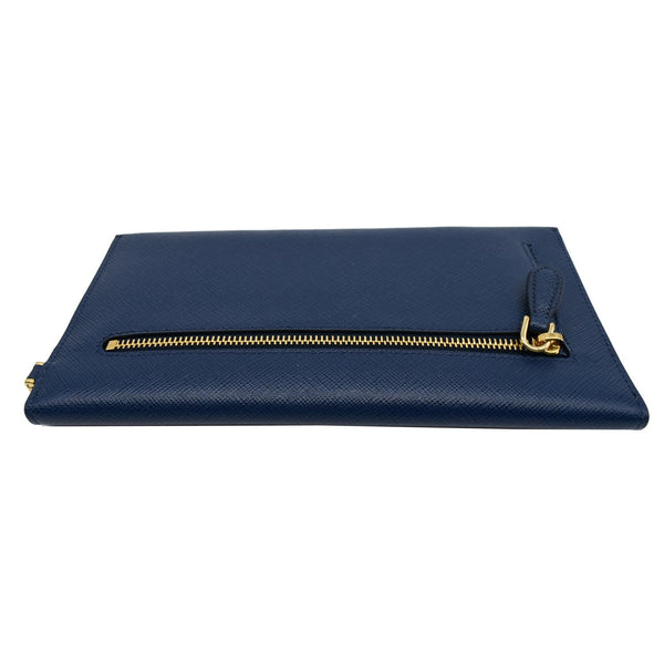 Prada Envelope Leather Chain Clutch Blue - backside preview