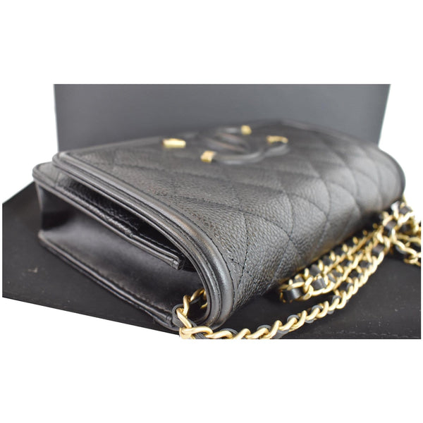 Gucci CC Filigree WOC Wallet On Chain Caviar Bag corner side look