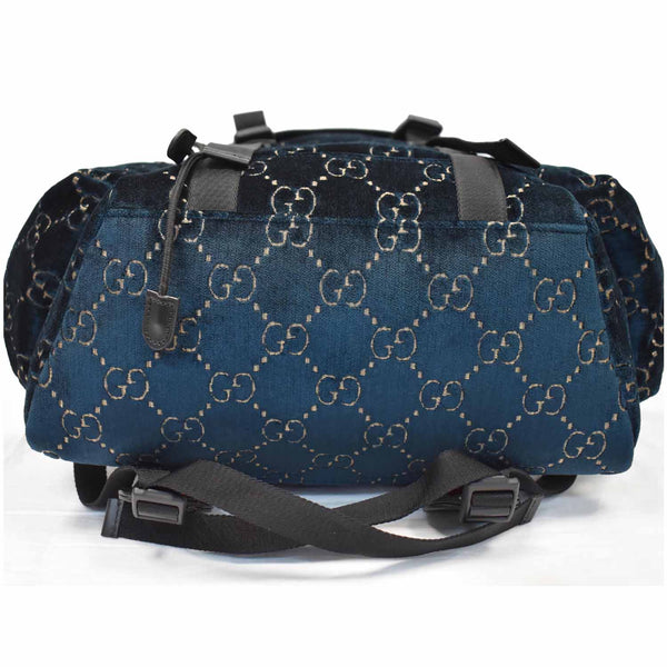 GUCCI Classic GG Monogram Medium Velvet Backpack Dark Blue 574923