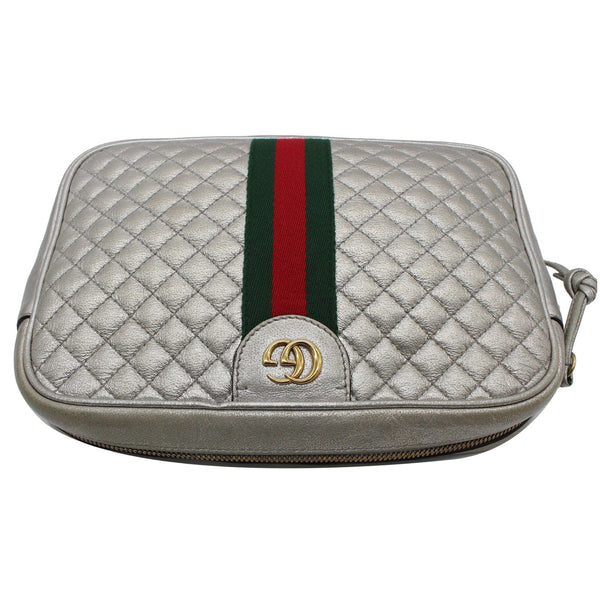 GUCCI GG Small Quilted Leather Shoulder Bag Metallic Silver 541051