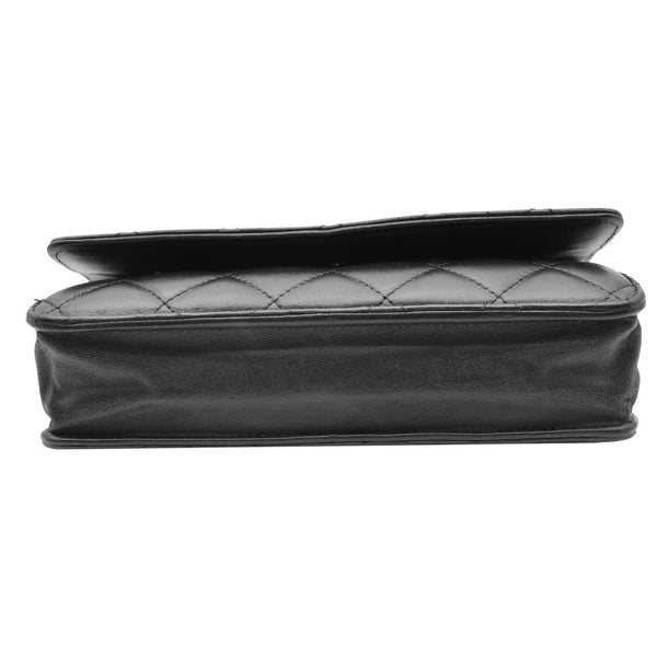 CHANEL WOC Lambskin Leather Chain Crossbody Bag Black