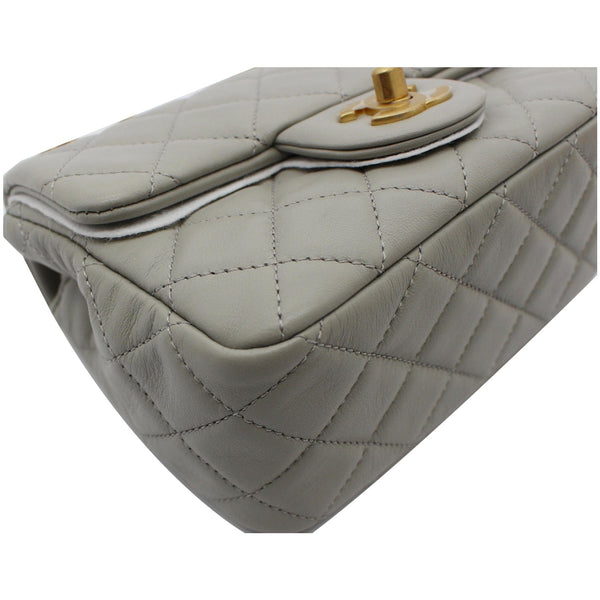 CHANEL CC Pearl Crush Mini Flap Quilted Lambskin Leather Shoulder Bag Light Grey