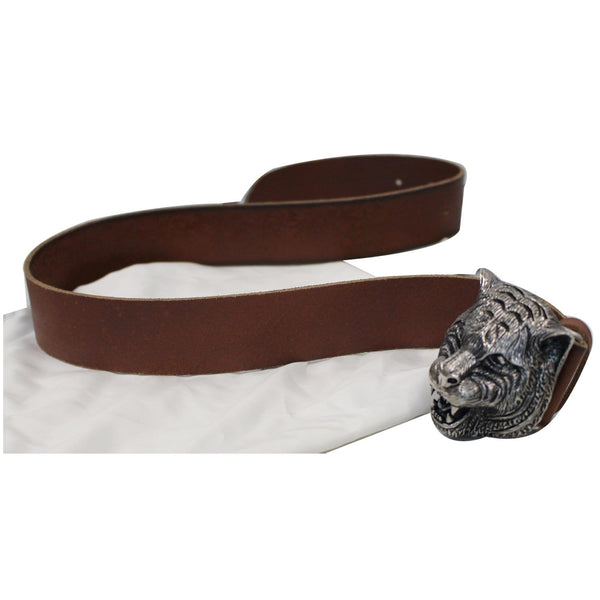Gucci Feline Buckle Calfskin Leather Belt snake view