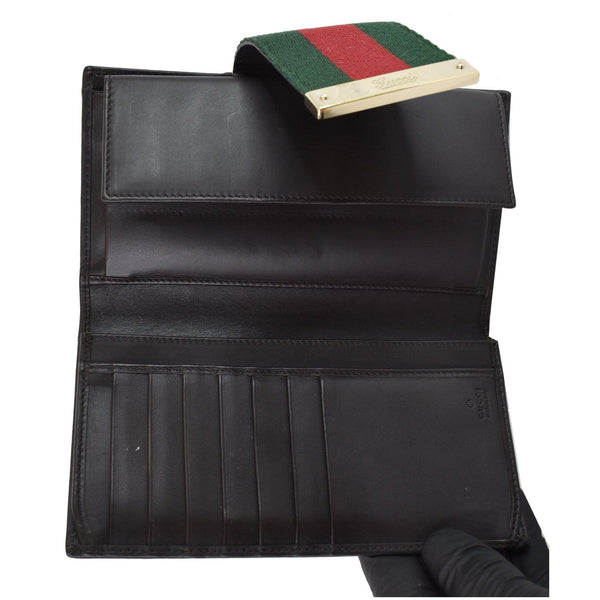 Gucci Monogram Ladies Web GG Canvas Continental Wallet opened view