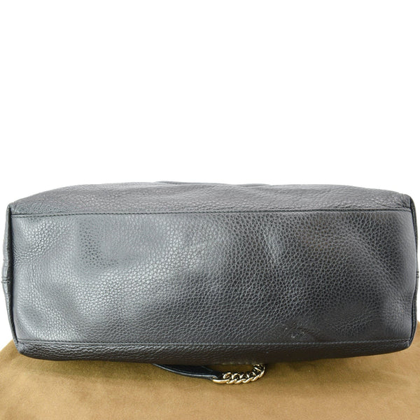 GUCCI Soho Pebbled Leather Chain Shoulder Bag Black 308982