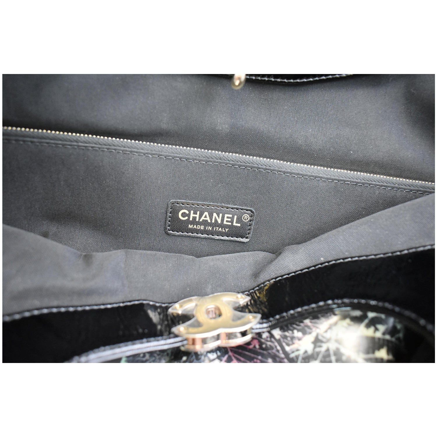CHANEL 31 Large Leaves Printed Leather Shopping Shoulder Bag Black - 1