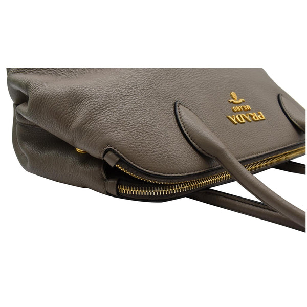 Prada Calf Leather Tote Bag Clay Gray - Dallas Handbags