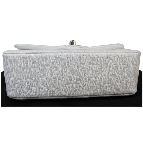 CHANEL Mini Top Handle Flap Caviar Leather Crossbody Bag White