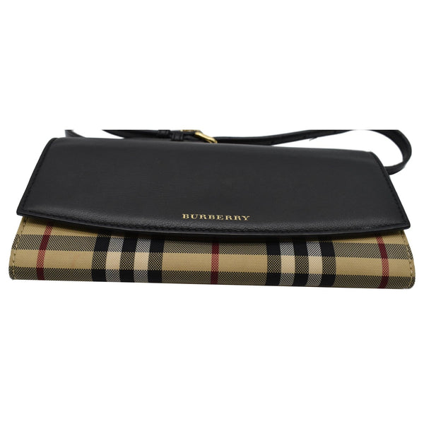 BURBERRY Henley House Check Leather Wallet On Chain Crossbody Bag Black