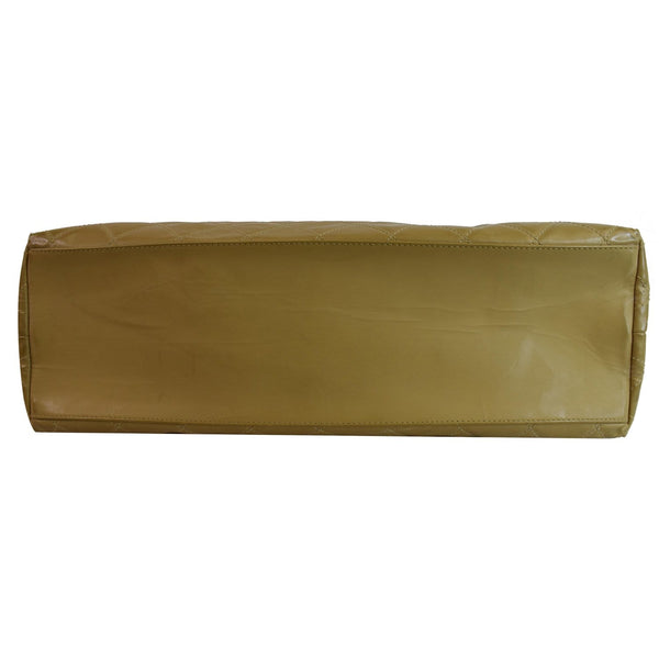 CHANEL Vintage Patent Leather Shoulder Bag Tan 3921871