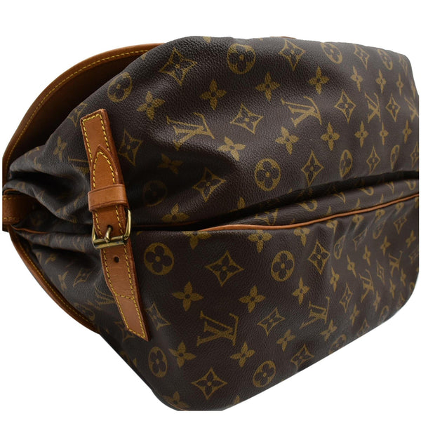 LOUIS VUITTON Saumur 35 Monogram Canvas Shoulder Bag Brown