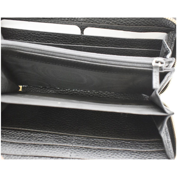 GUCCI Soho Zip Around Pebbled Calfskin Leather Wallet Black 598187