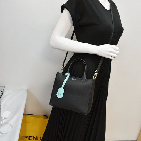 TIFFANY & CO Micro Grain Calfskin Leather Tote Bag Black