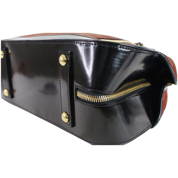 LOUIS VUITTON Stamped Trunk GM Suede Havane Satchel Bag Red