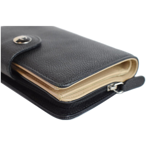 CHANEL Bifold Caviar Leather Wallet Black