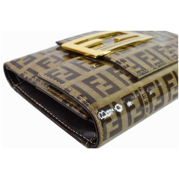 FENDI Trifold Zucca Vinyl Coated Wallet Brown