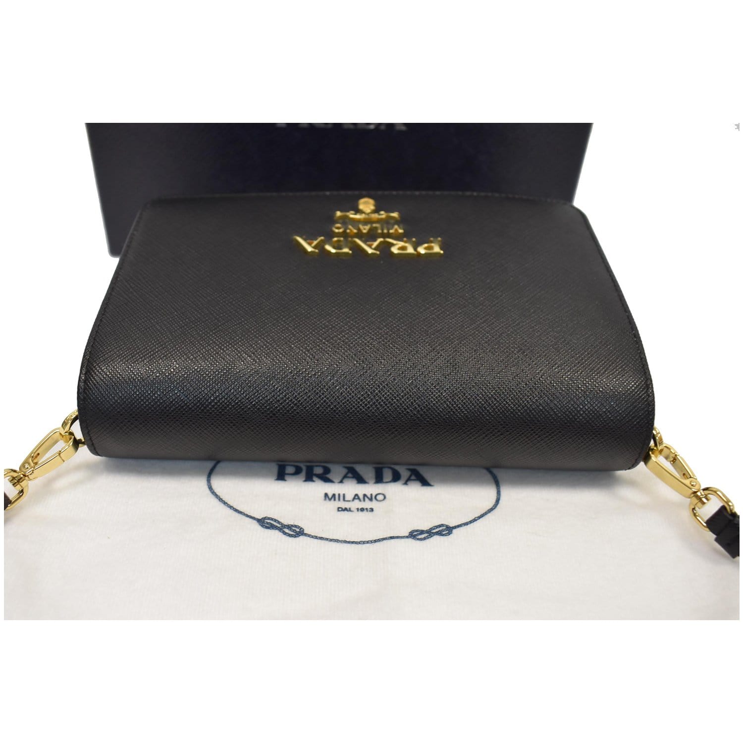 Prada Black Saffiano Leather Mini Double Zip Crossbody Bag Prada